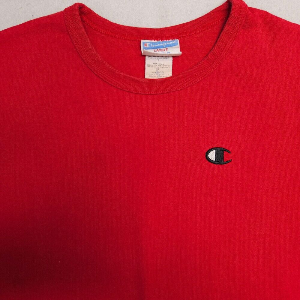 Champion Casual Short Sleeve Pullover T Shirt Mens Size Large L Red